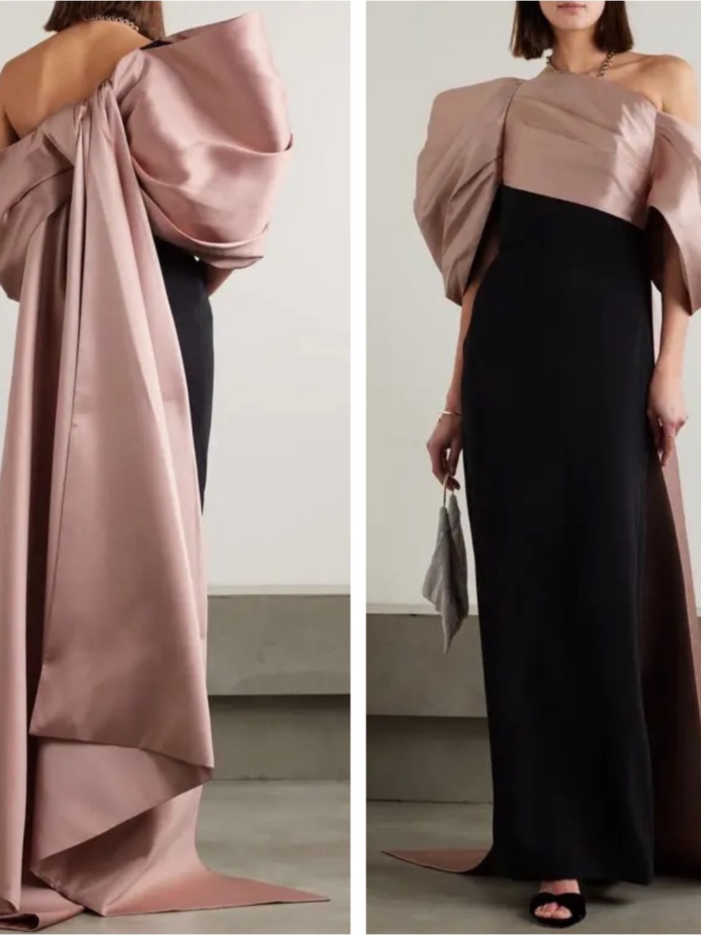 SOLACE LONDON Raye One Shoulder Asymmetric Draped Bow Train Maxi Dress Size 6